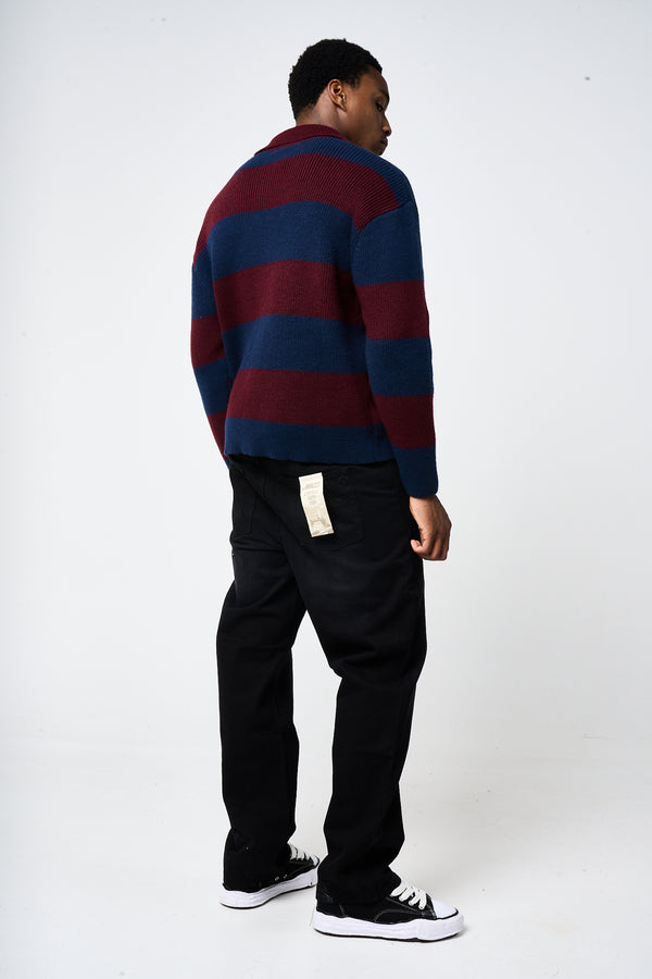 Awing Marine Gestreepte Gebreide Sweater