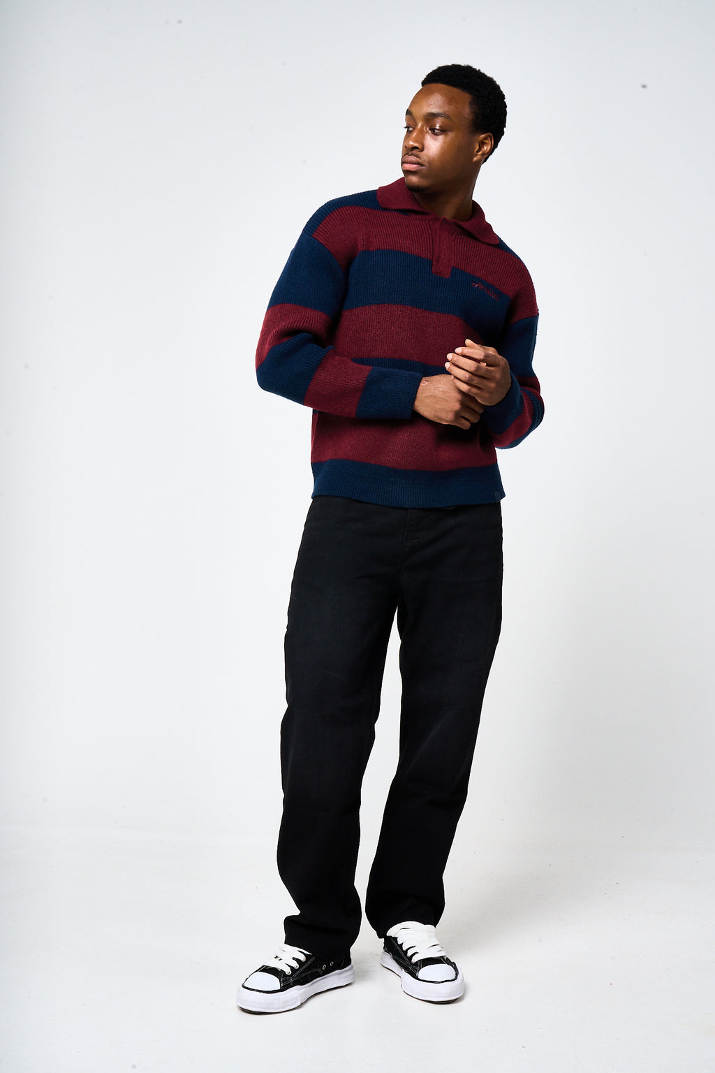 Awing Marine Gestreepte Gebreide Sweater
