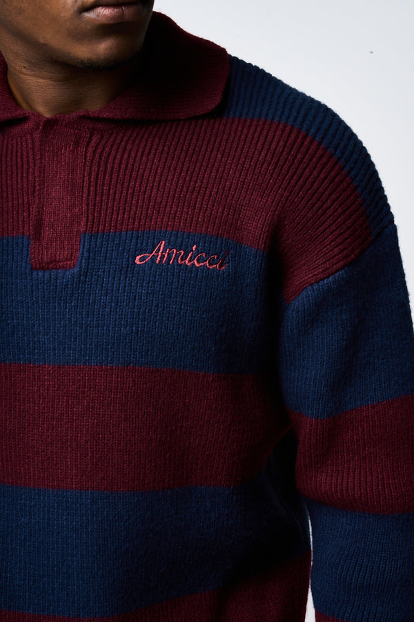 Awing Marine Gestreepte Gebreide Sweater