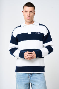 Awing Marine Gestreepte Gebreide Sweater