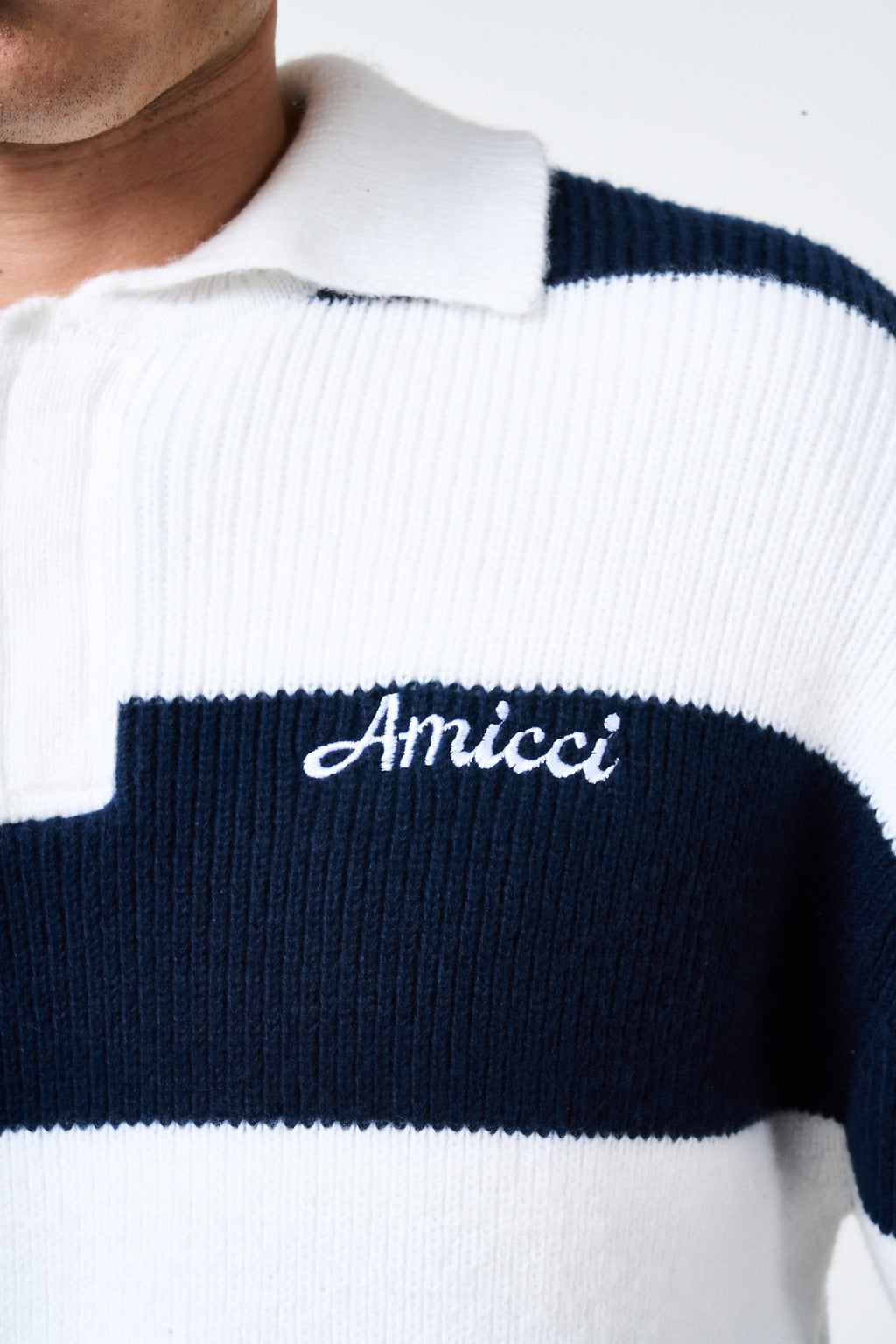 Awing Navy Striped Knitwear Sweatshirt