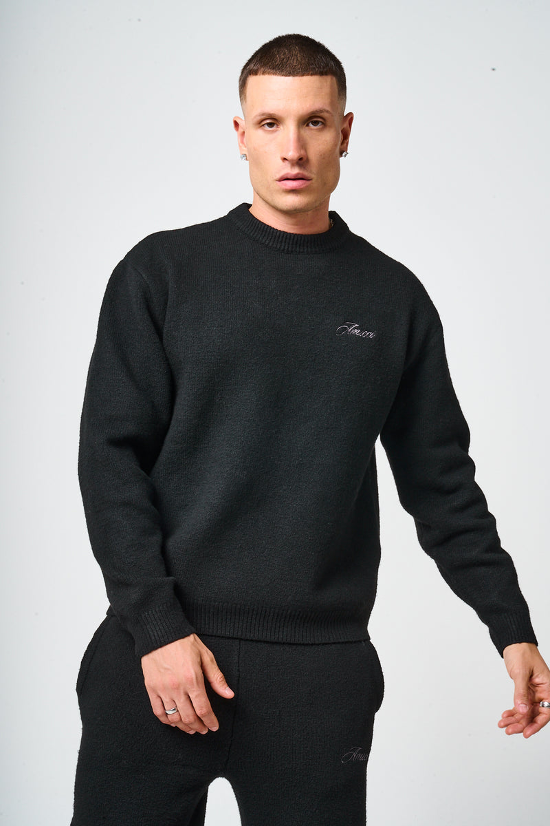 Dexter Zwart Gebreid Sweatshirt