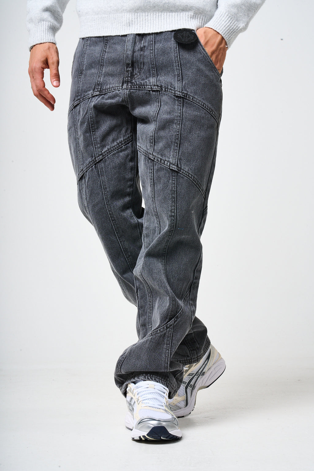 Larrea Grey Straight Fit Pattern Denim