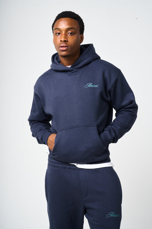 Doakes Navy Embroidery Logo Hoodie