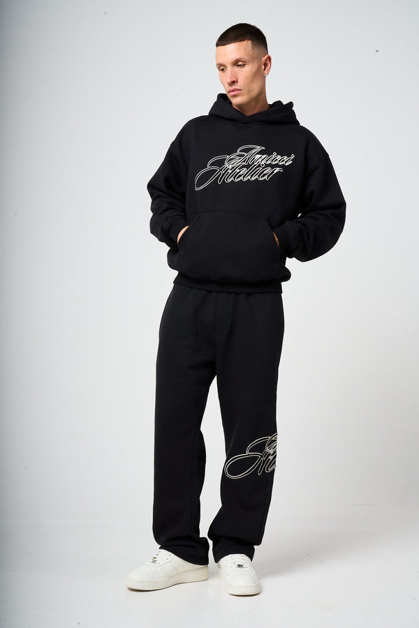 Torino Black Embroidery Hoodie