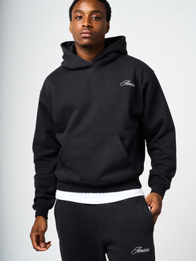 Doakes Black Embroidery Logo Hoodie