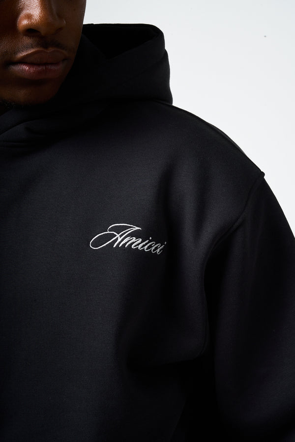 Doakes Black Embroidery Logo Hoodie