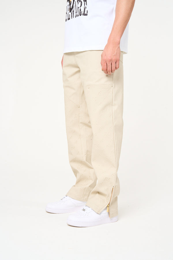 Maceo Embossed Carpenter Pants Beige
