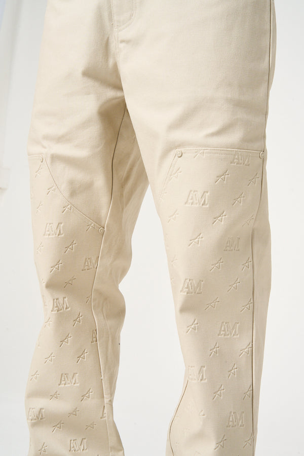 Maceo Embossed Carpenter Pants Beige