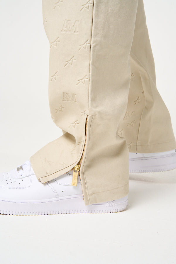 Maceo Embossed Carpenter Pants Beige