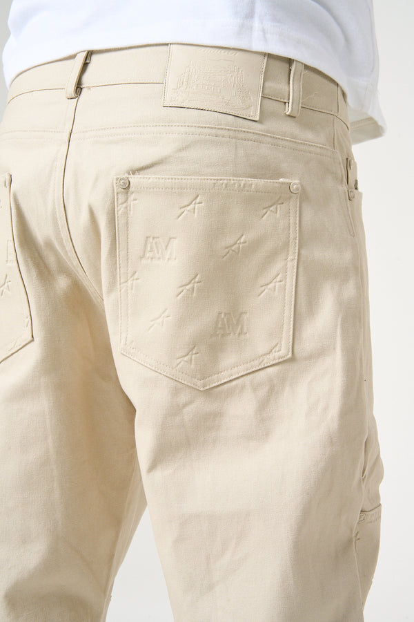 Maceo Embossed Carpenter Pants Beige