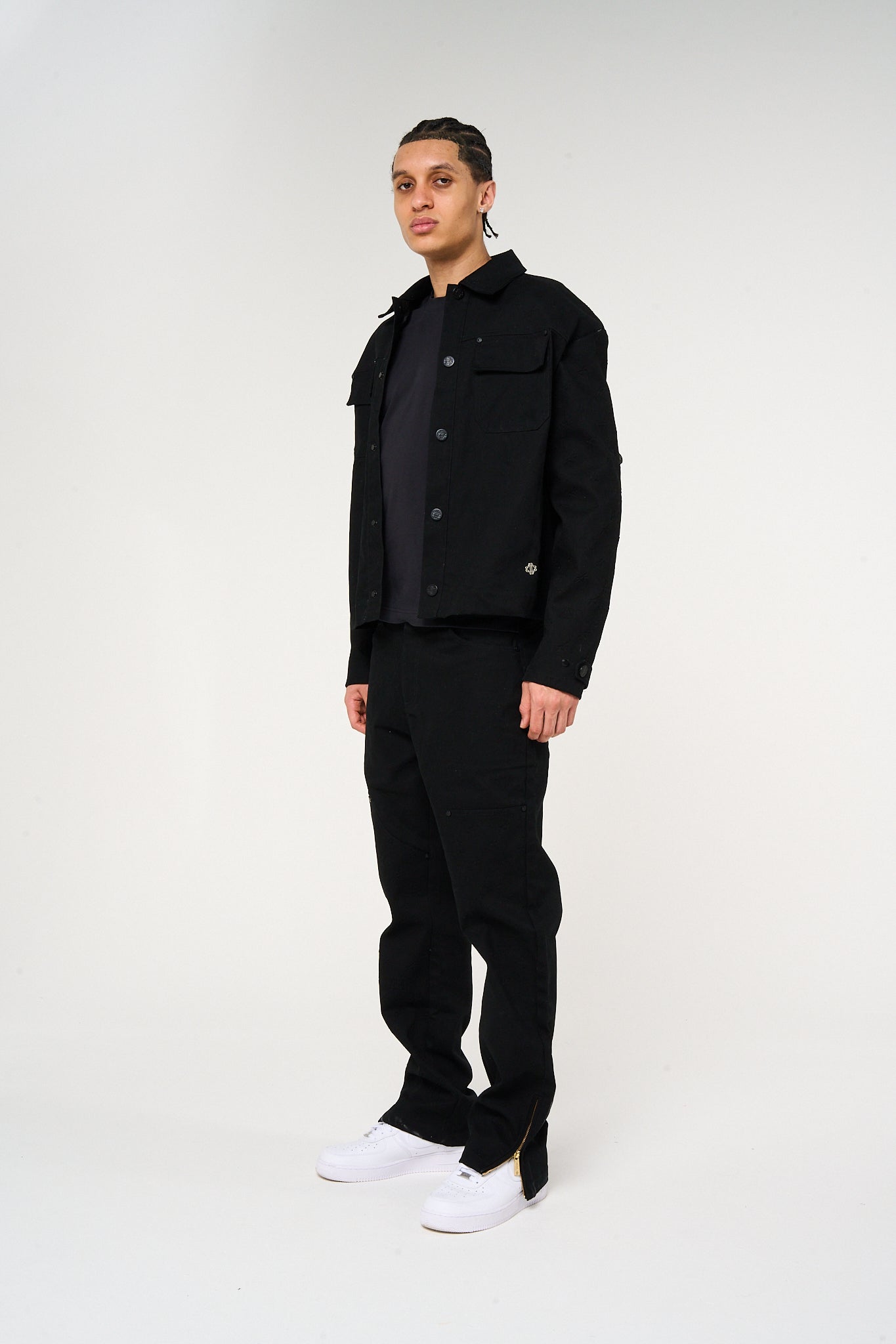Maceo Embossed Carpenter Pants Black
