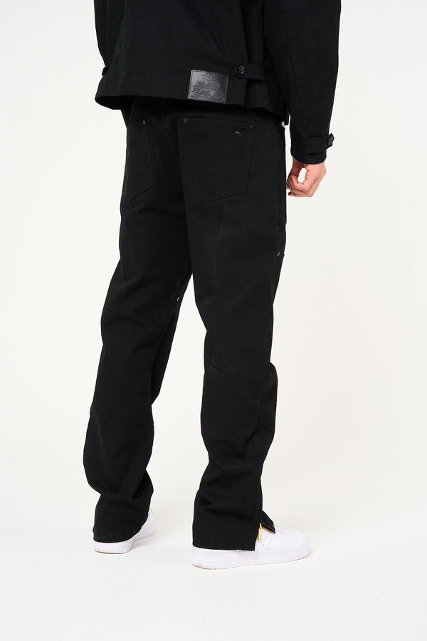 Maceo Embossed Carpenter Pants Black