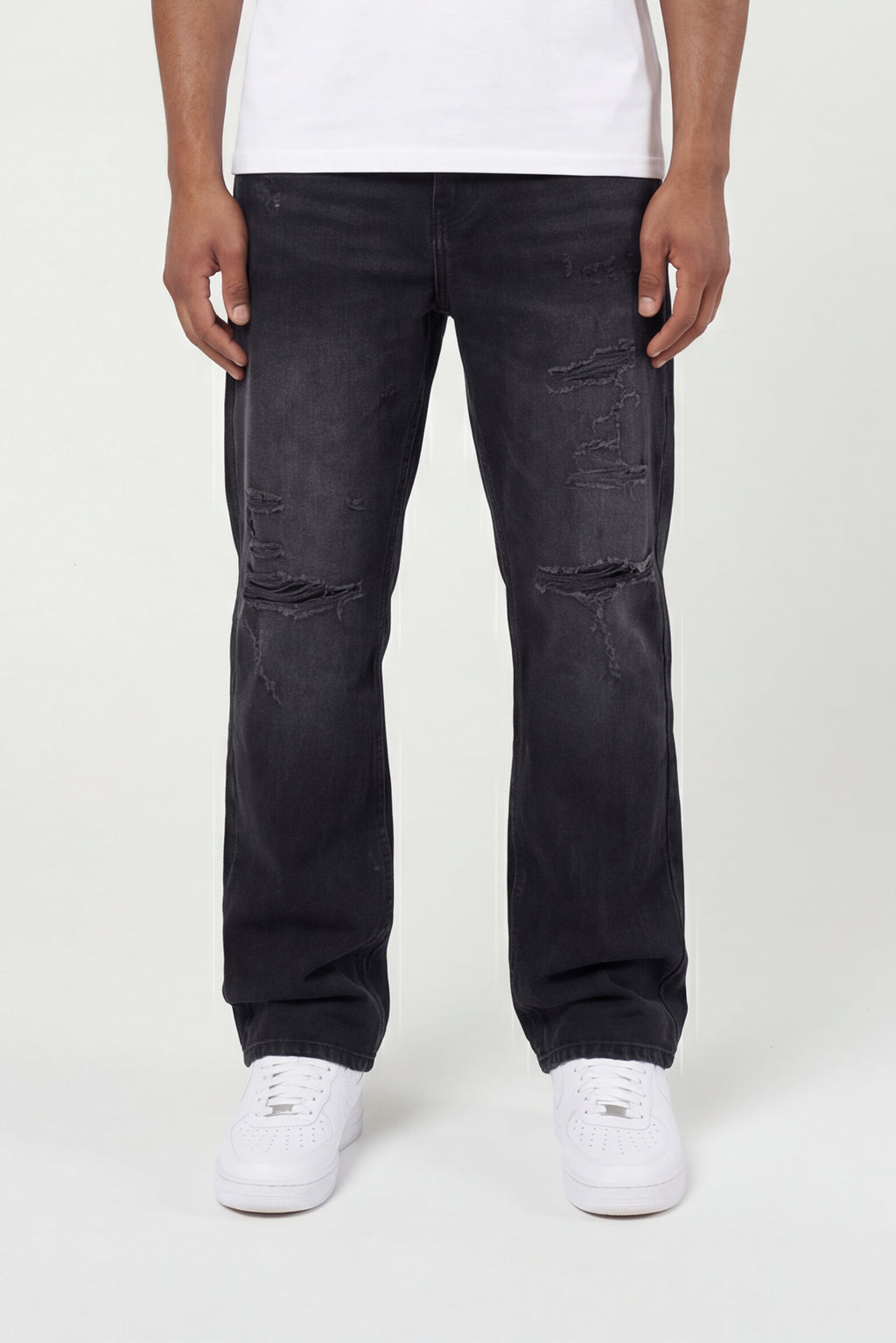 Lennox Ripped Black Straight Jean