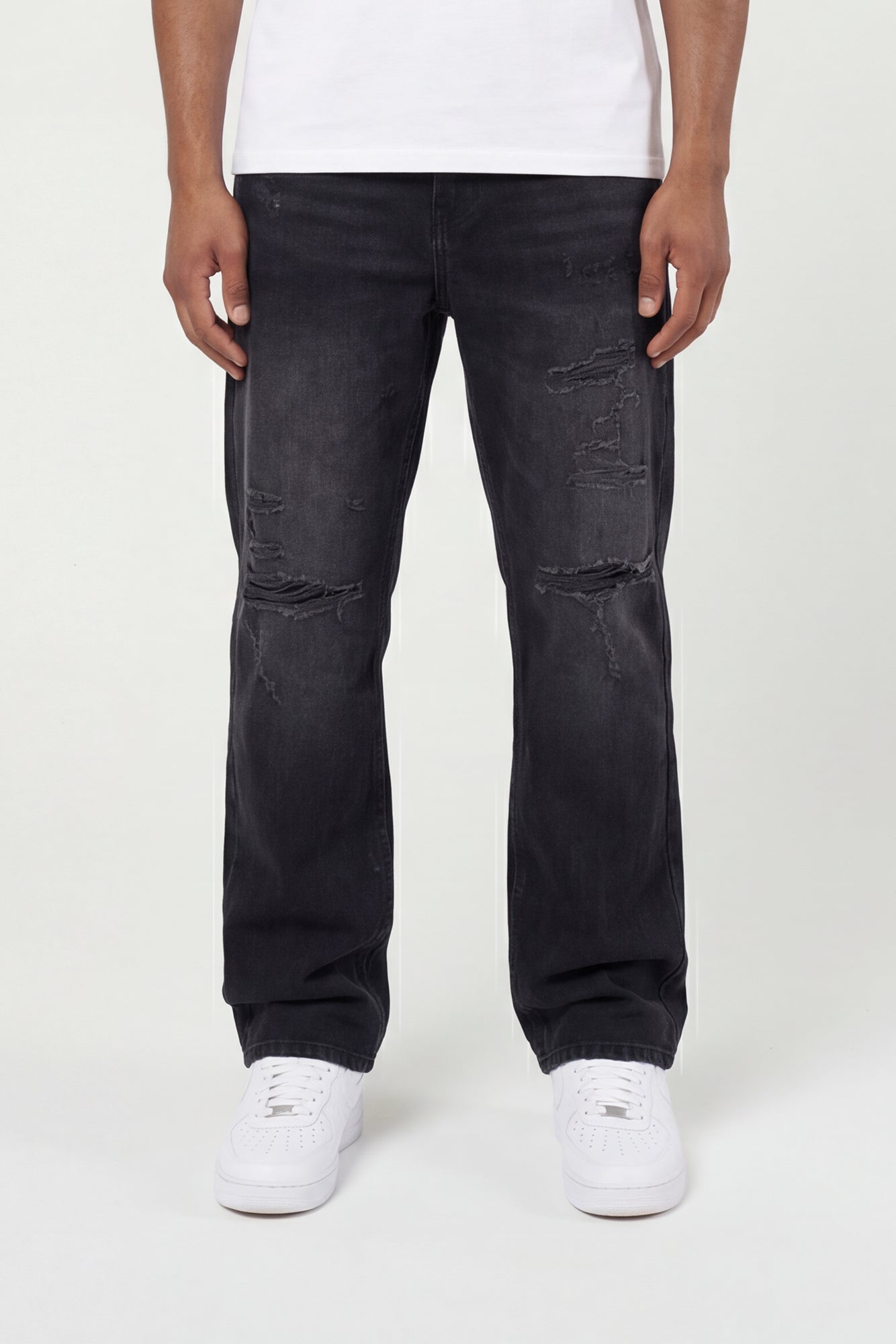 Lennox Ripped Black Straight Jean