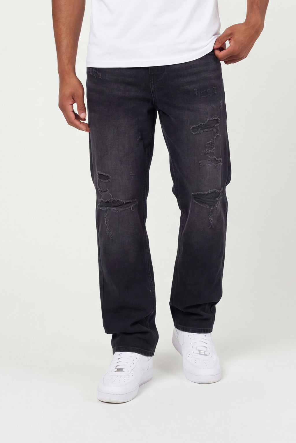 Lennox Ripped Black Straight Jean