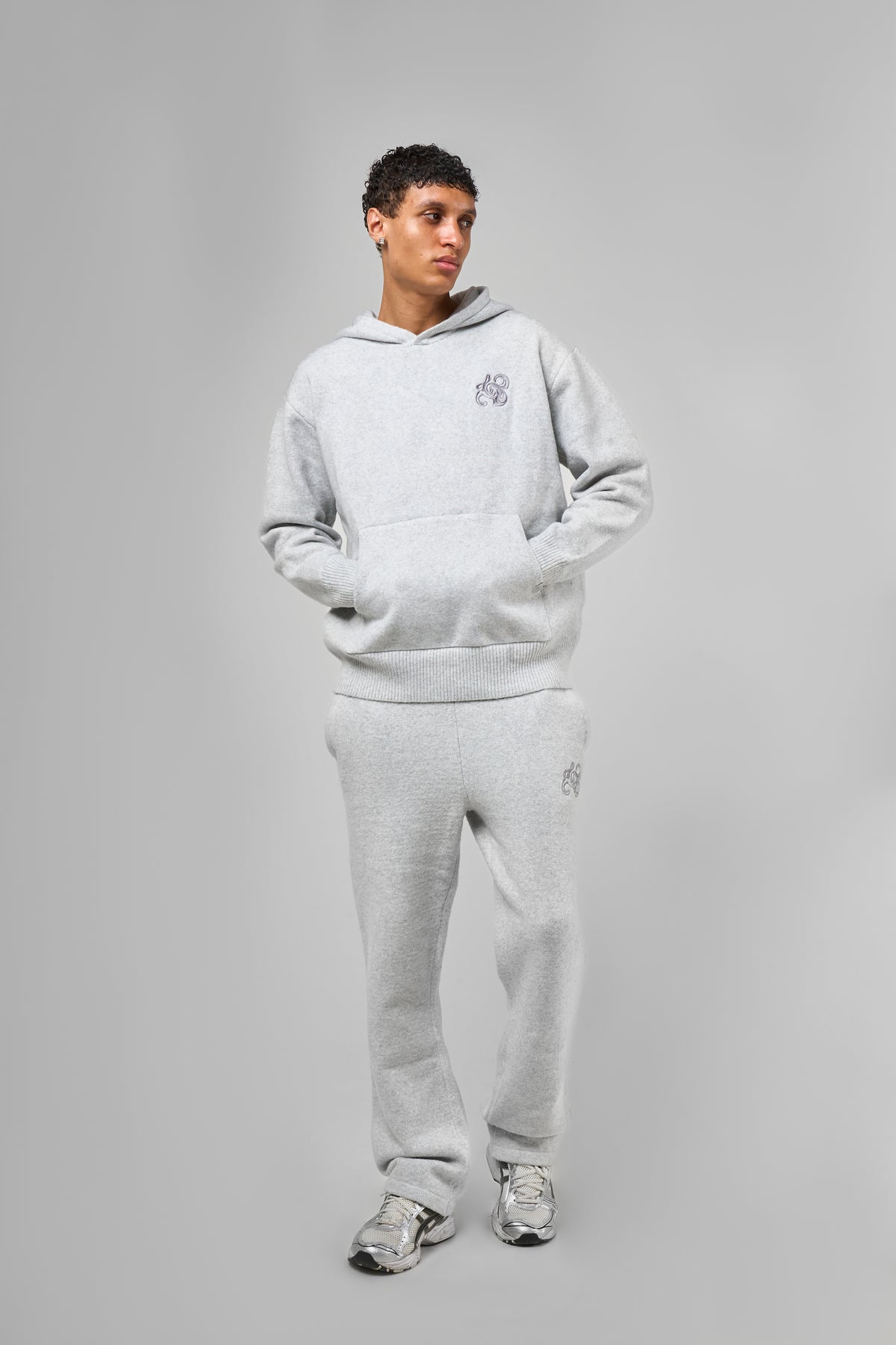 Amos Grijze Gebreide Hoodie