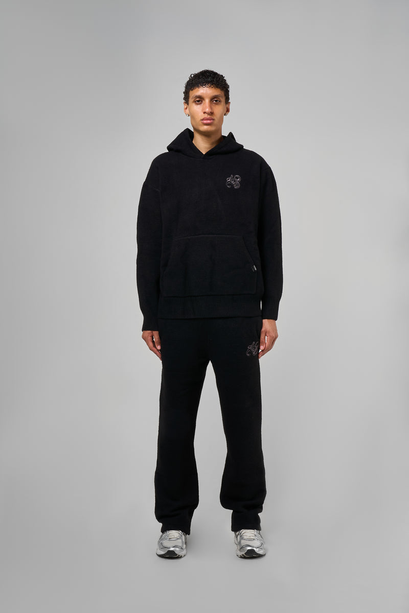 Amos Zwart Gebreide Joggingbroek