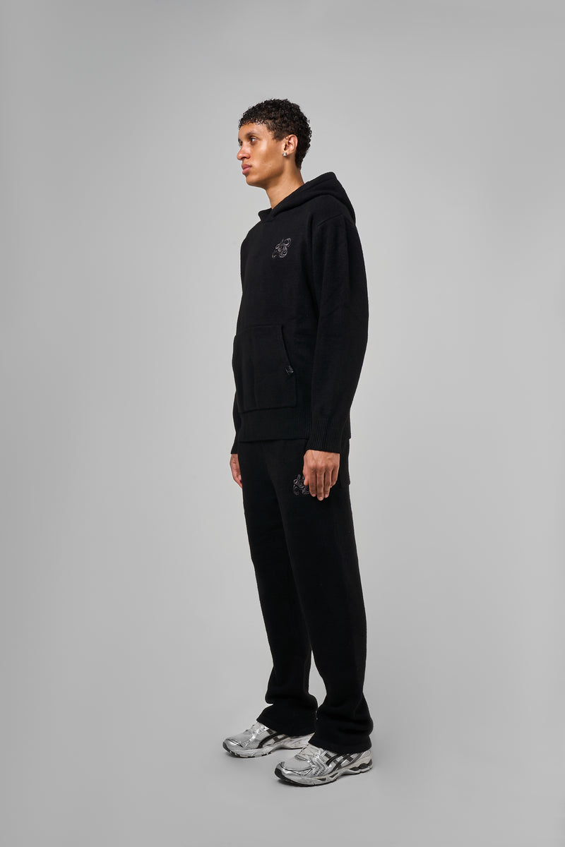Amos Zwart Gebreide Joggingbroek