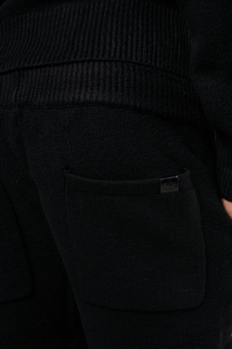 Amos Zwart Gebreide Joggingbroek