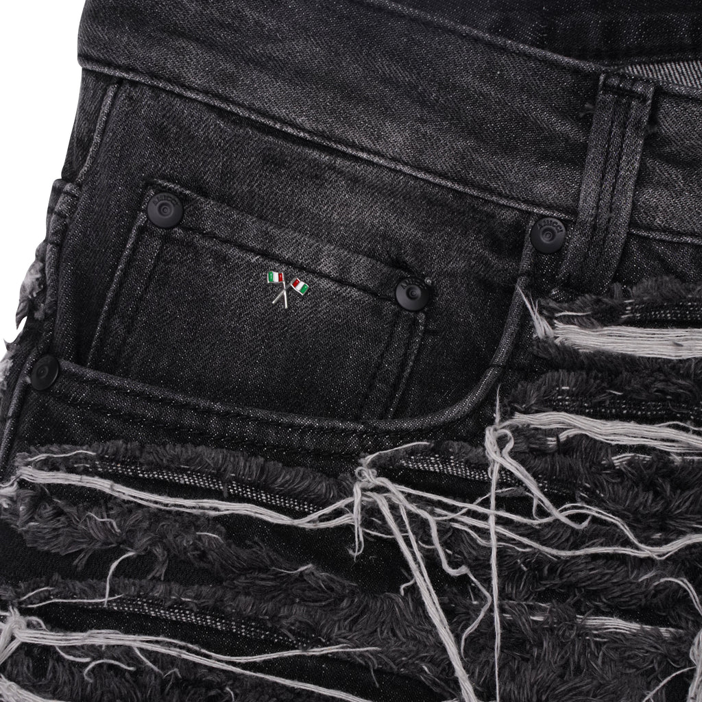Sassari Frayed Black Denim Shorts
