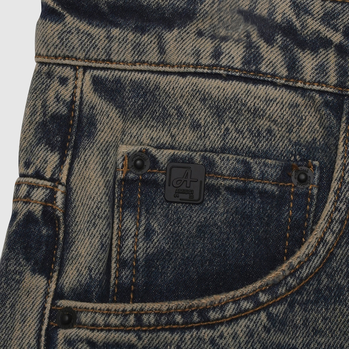Manuel Heavy Ripped Getinte Blauwe Baggy Jeans