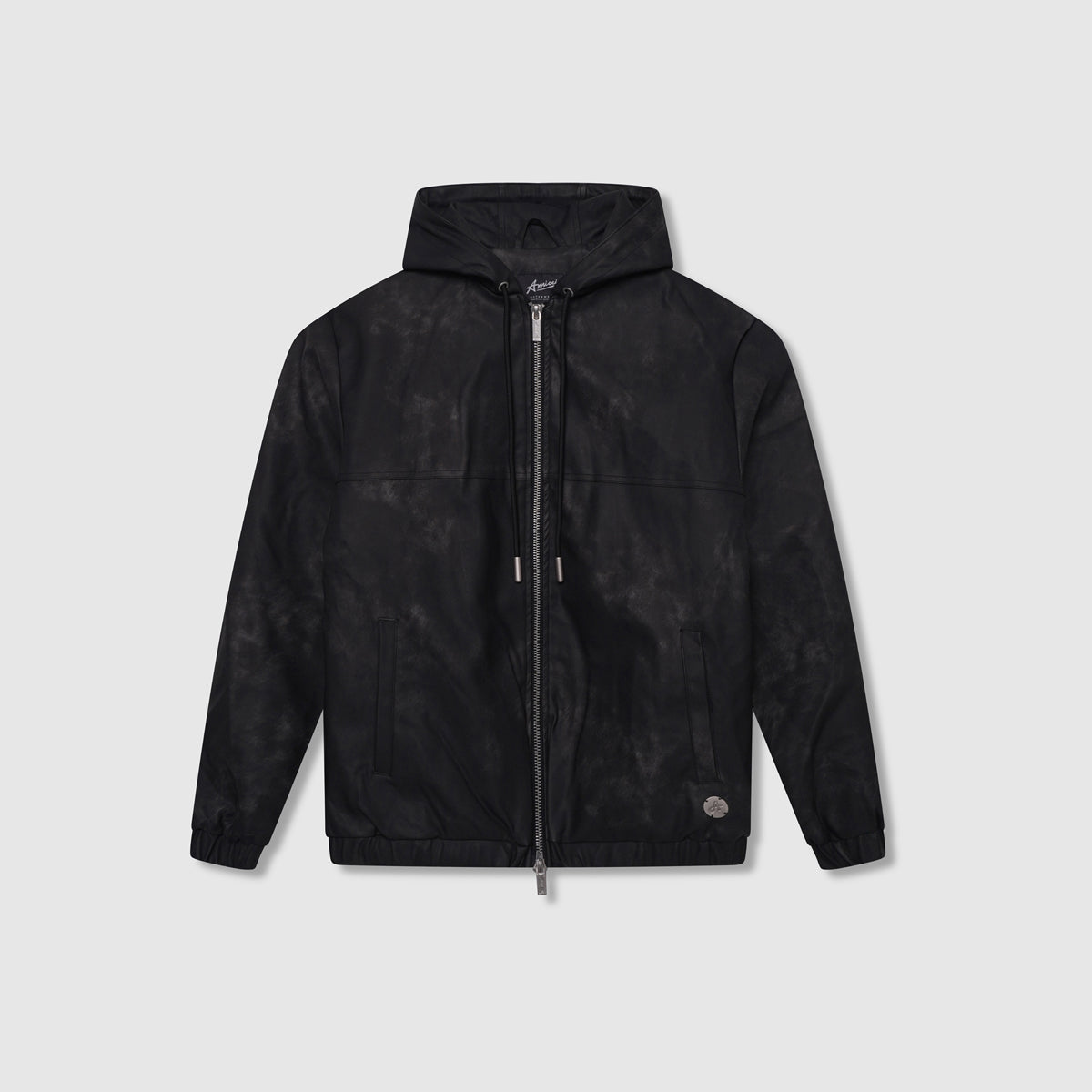 Rafel Leren Rits Hoodie Zwart