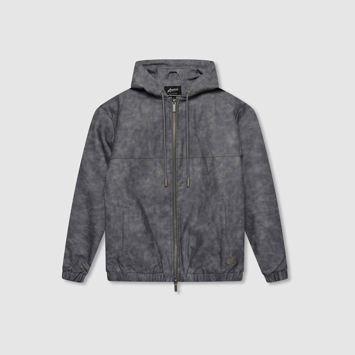 Rafel Leren Rits Hoodie Grijs