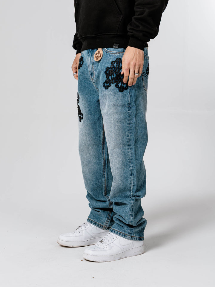 Blue Logo Patch Jeans