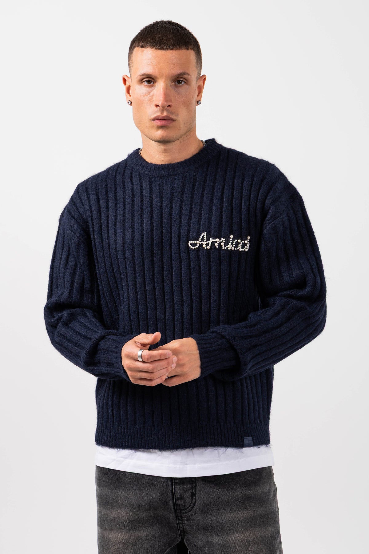 Pietro Navy Knitted Sweatshirt
