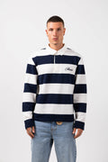Amore Navy Striped Rugby Polo