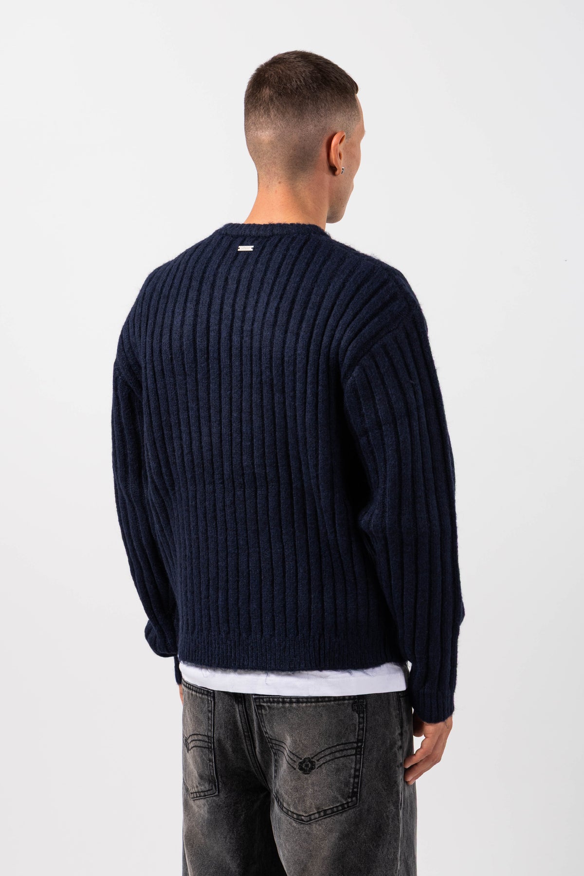 Pietro Navy Knitted Sweatshirt