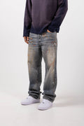 Amalfi Blue Printed Baggy Denim