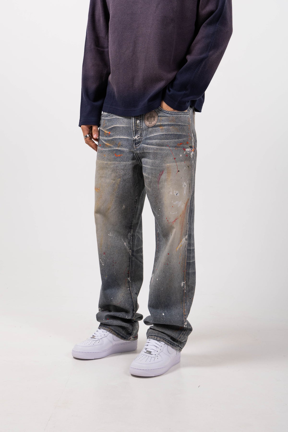 Amalfi Blue Printed Baggy Denim