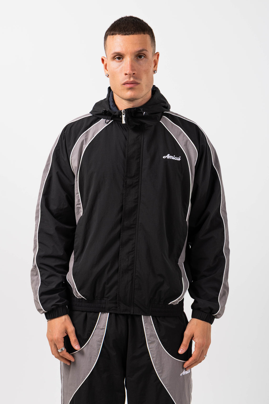 Placido Black Shell Windbreaker