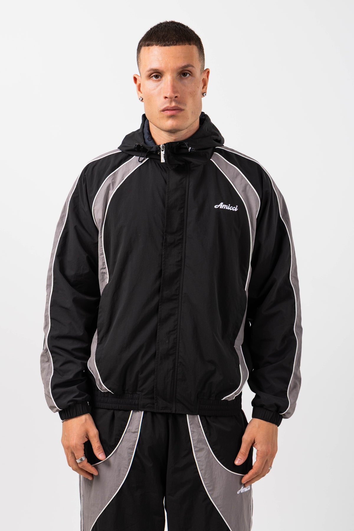 Placido Black Shell Windbreaker