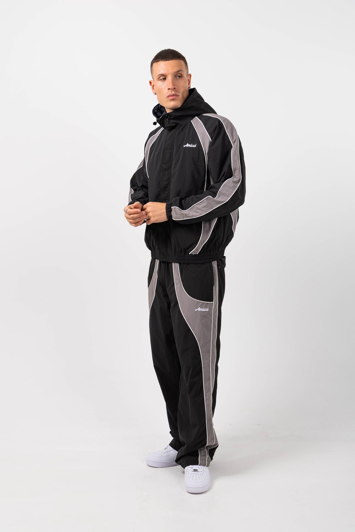 Placido Black Shell Windbreaker