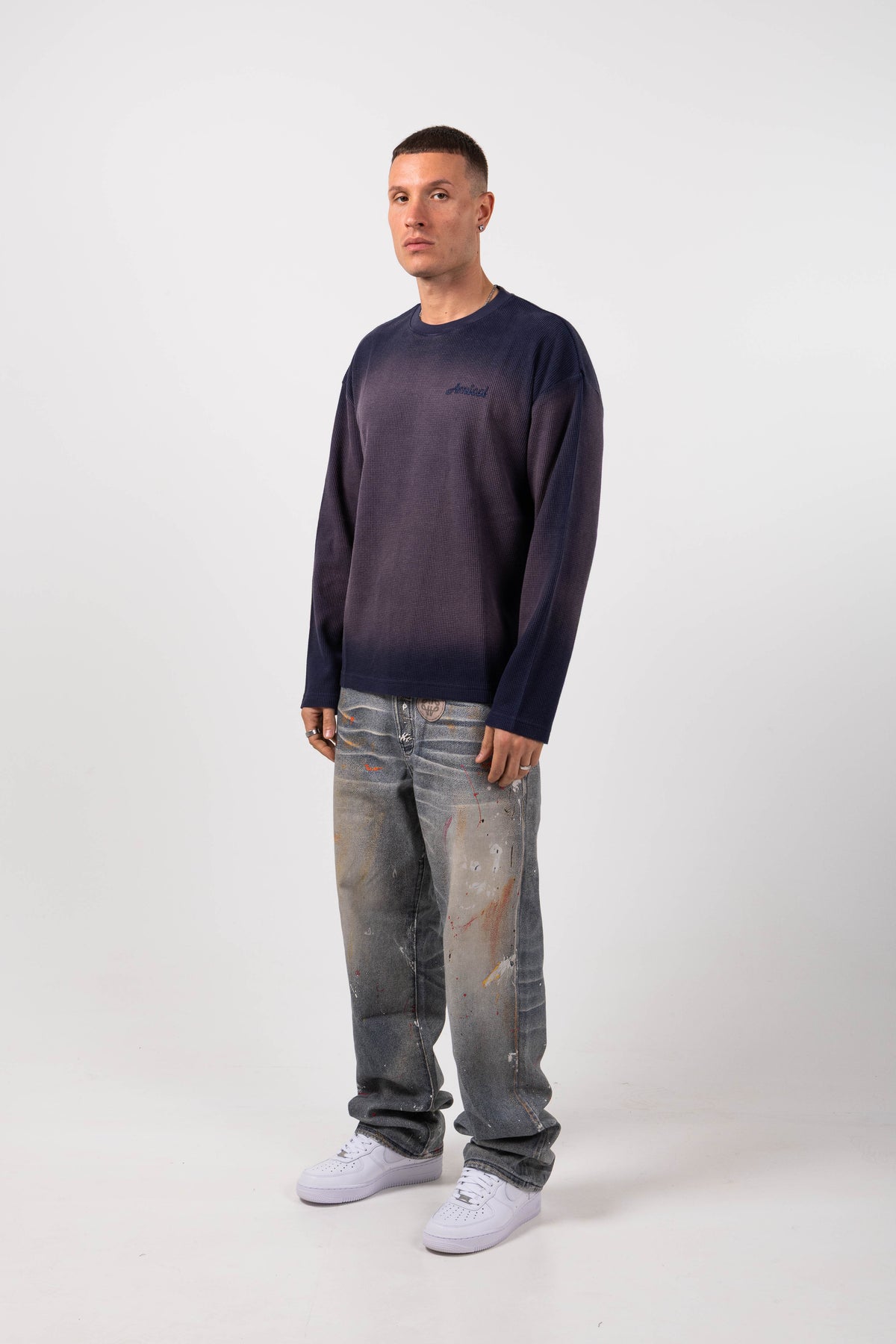 Amalfi Blue Printed Baggy Denim