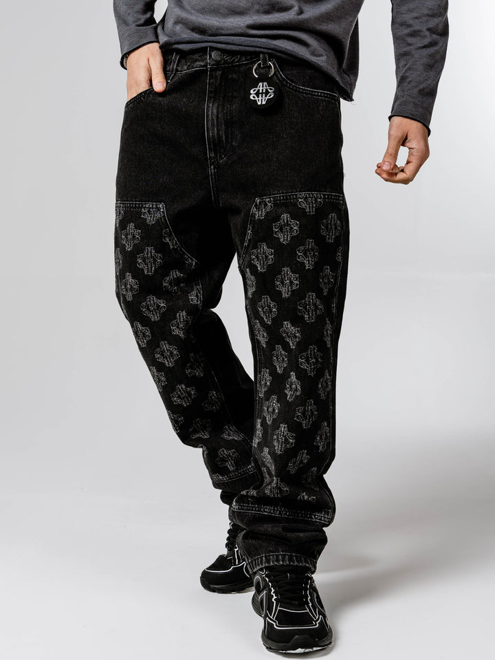 Severino Black Monogram Straight Jean