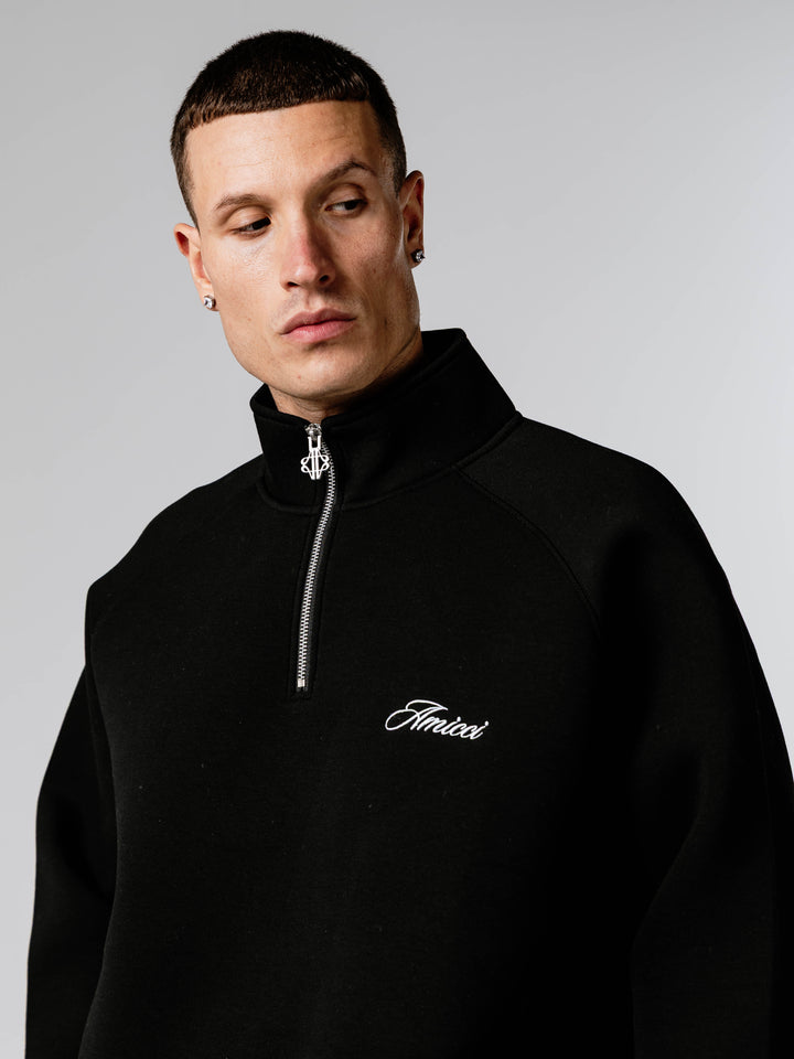 Atelier Scuba Quarter Zip  Black Sweatshirt