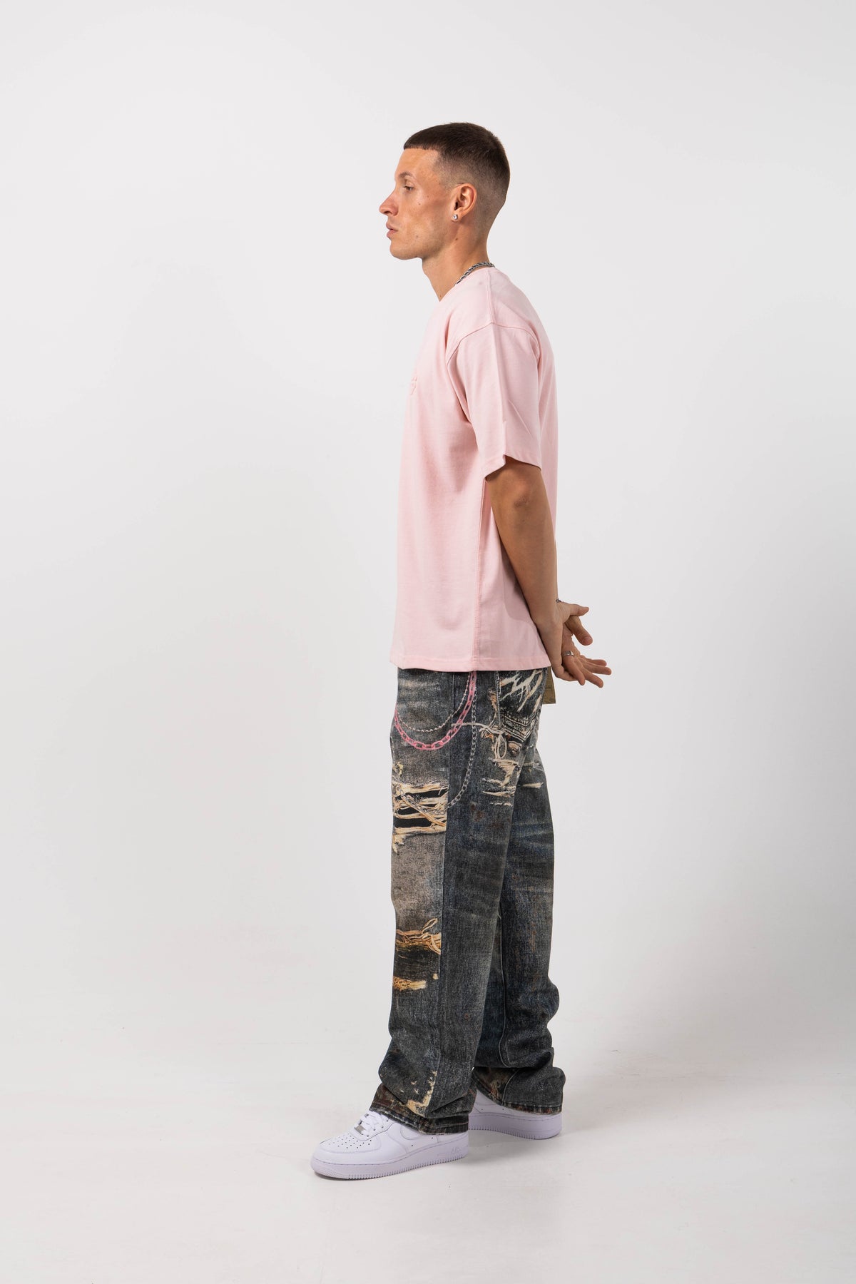 Mauro Blue Printed Baggy Denim
