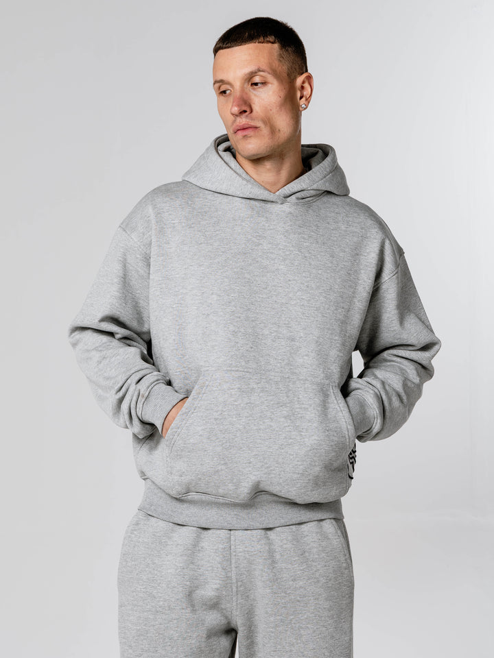 Fares Logo Embroidery Hoodie Grey