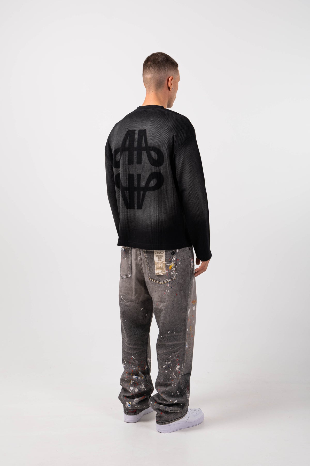 Amalfi Grey Printed Baggy Denim
