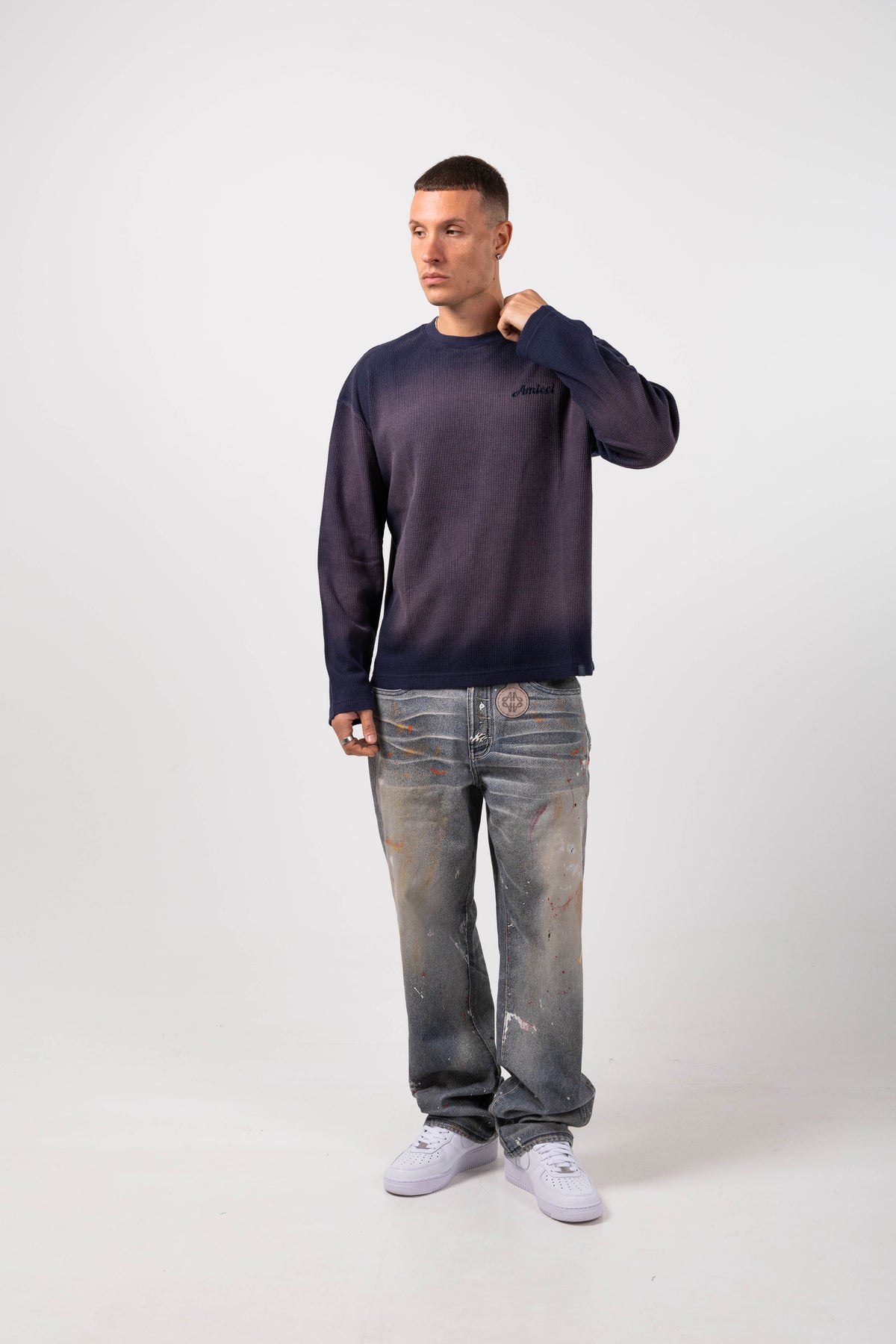 Amalfi Blue Printed Baggy Denim