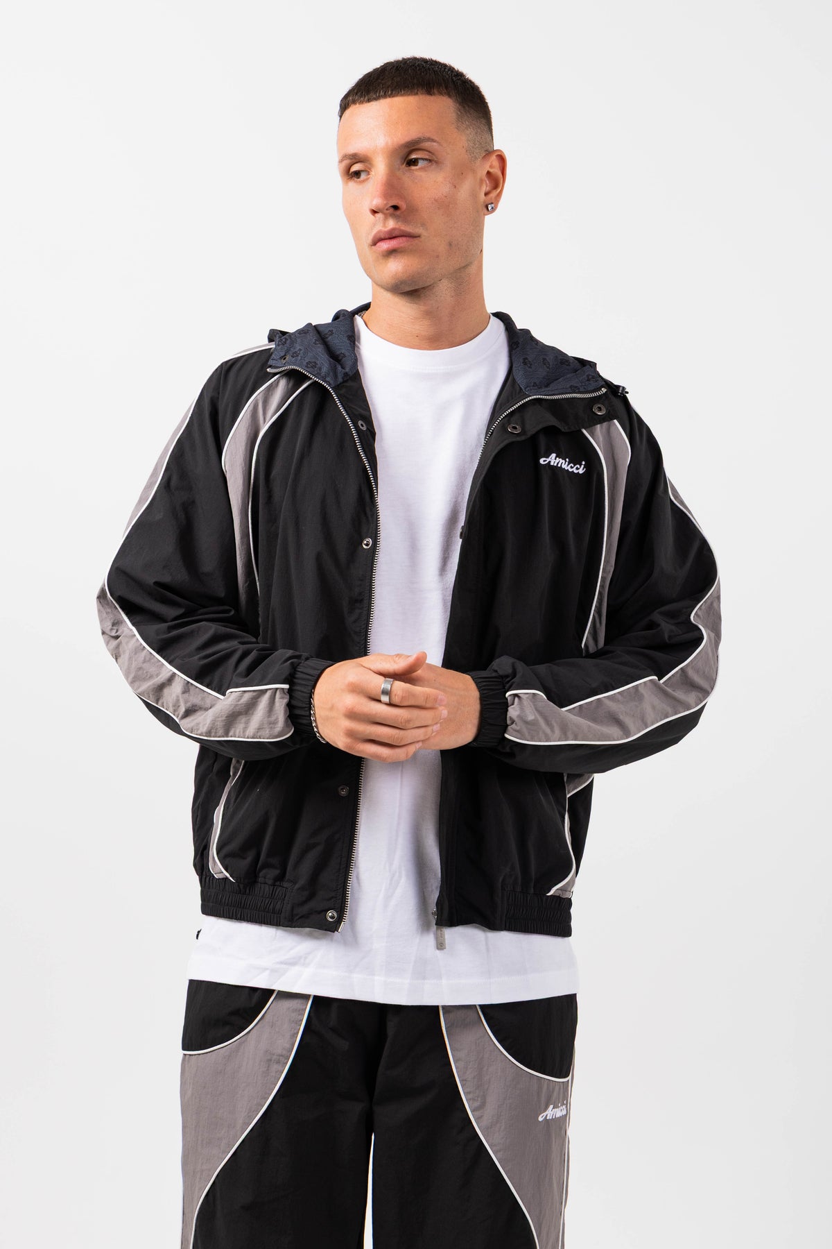 Placido Black Shell Windbreaker