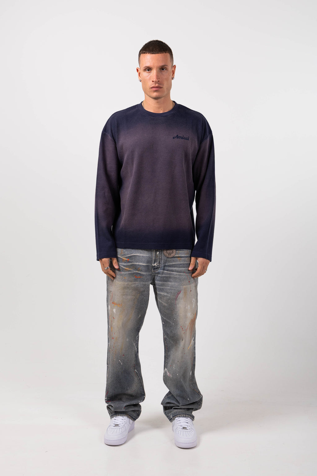 Amalfi Blue Printed Baggy Denim