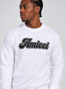 Rachid Long Sleeve Puff Print T Shirt White